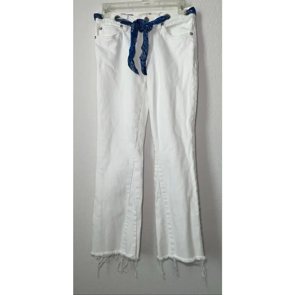 Free People Very Soft Belt Out Cropped Flare Jeans Ocean Isle White - 25